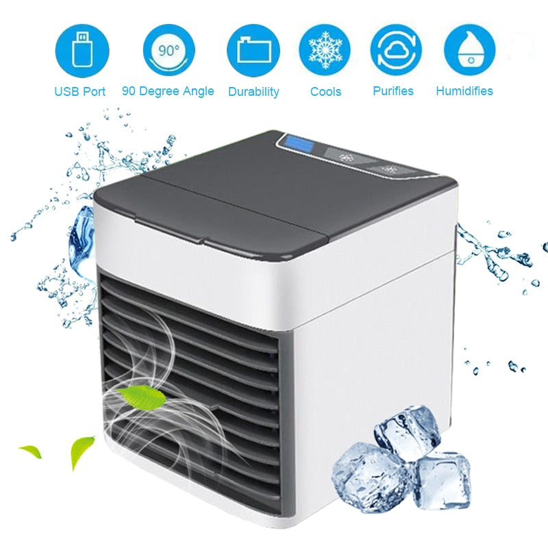 Mini portable Air Conditioner USB Personal Space Air Cooler Portable 7 Color LED Air Cooler room LCD Digital Display Desktop Fan